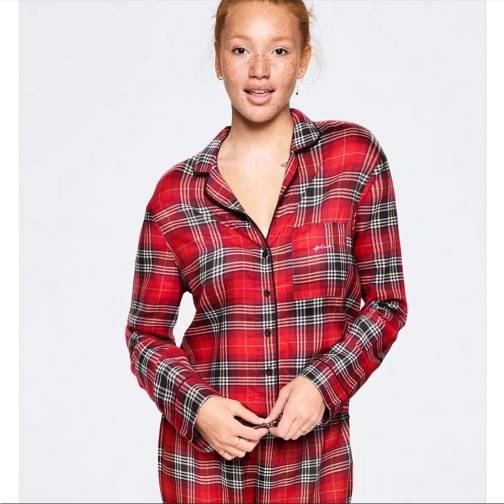 New PINK Button Down Sleep Top